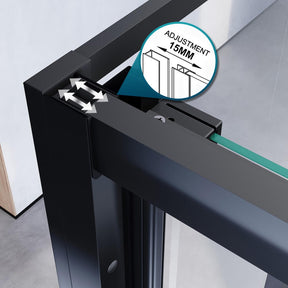 Black Corner 3 Panel Shower Screen Sliding Door Safety Enclosure - Elegantshowers