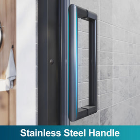 Black Corner 3 Panel Shower Screen Sliding Door Safety Enclosure - Elegantshowers