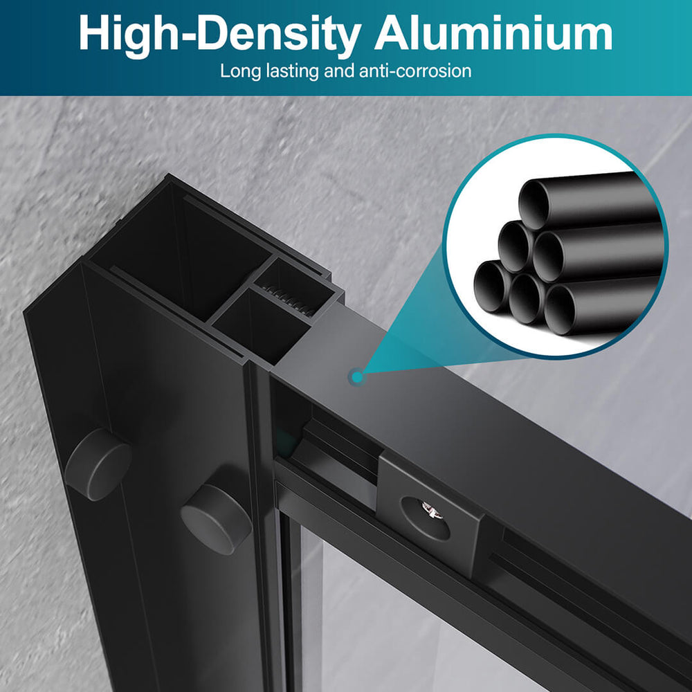 Black Framed 2 Panel Shower Screen Sliding Door