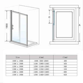 Black Framed 2 Panel Shower Screen Sliding Door