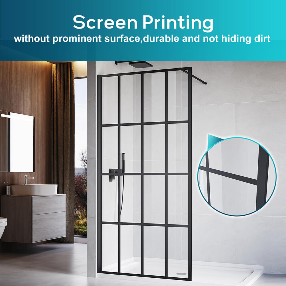 Black Framed Walk in Shower Screen 8mm Tempered Glass Fixed Panel 1000/1100/1200 - Elegantshowers