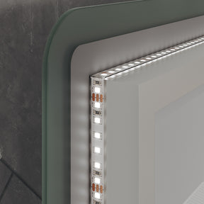 Lighted bathroom mirror with 3x magnification and wall outlet, memory function, 800x600x35mm