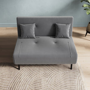 Sofa Bed with Sofa Bed Storage, 3 Fold Design, Iron Legs, 6-Level Backrest Backrest and 2 Cushions, Dark Grey