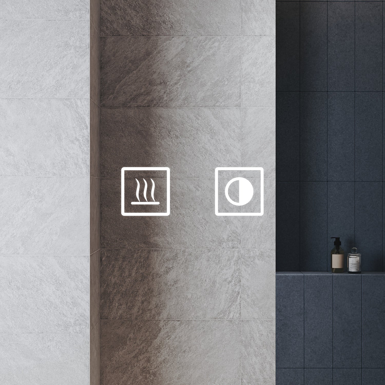 Three-door LED anti-fog bathroom cabinet, Moroccan Gray, 900x600x125mm