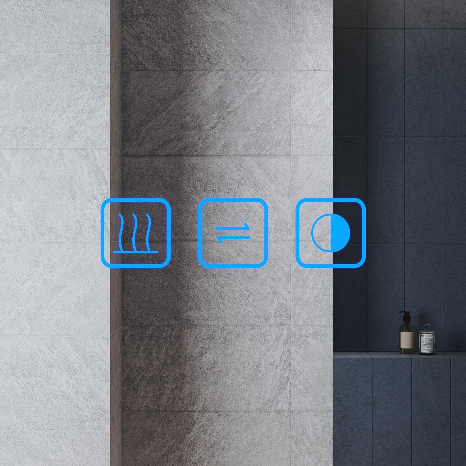 Lighted bathroom mirror with 3x magnification and wall outlet, memory function, 800x600x35mm