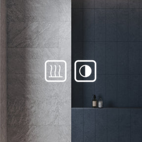 Square Bathroom Mirror with Lighting, 3 Light Colors with LED-Lit Shelf, 500x 700x35mm