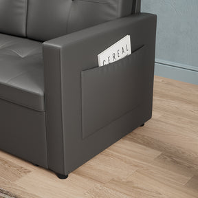 3 in 1 Corner Sofas with Pull-Out Bed, Hidden Storage and Plastic Legs, Dark Gray
