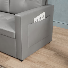 3 in 1 Corner Sofas with Pull-Out Bed, Hidden Storage and Plastic Legs, Light Gray