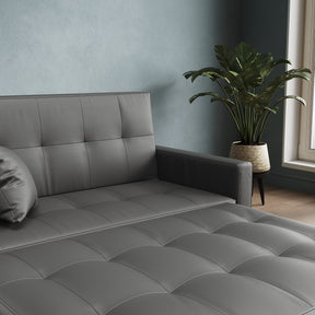 2 Seater Sofa Bed 3 in 1 with Storage, Hidden Pull-Out Bed, Adjustable Backrest and 2 Cushions, Dark Gray