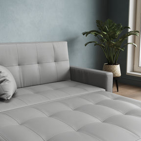 2 Seater Sofa Bed 3 in 1 with Storage, Hidden Pull-Out Bed, Adjustable Backrest and 2 Cushions, Light Gray