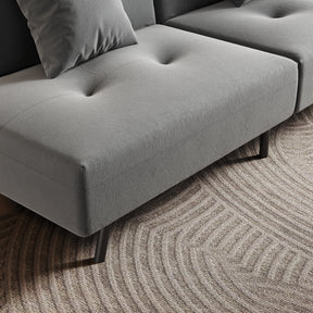 Sofa Bed 2 Seater with Sofa Bed Storage, Double Fold Design, Iron Legs, Adjustable Backrest and 2 Cushions, Dark Grey