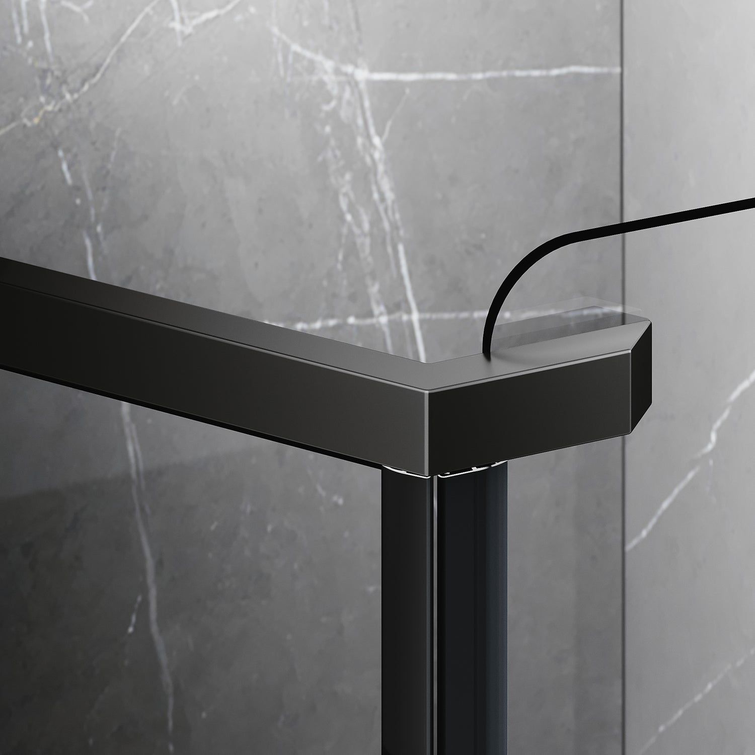 ELEGANT SHOWERS Diamond Semi Frameless Shower Screen black 90cm-100cm