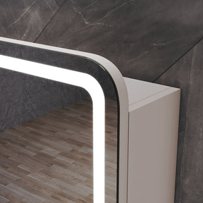 LED bathroom wall cabinet with tissue box, Urban Beige, 550x700x150mm