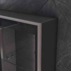 Bathroom cabinet with integrated mood lighting and glass shelves, Black Hemp, 700x600x125mm