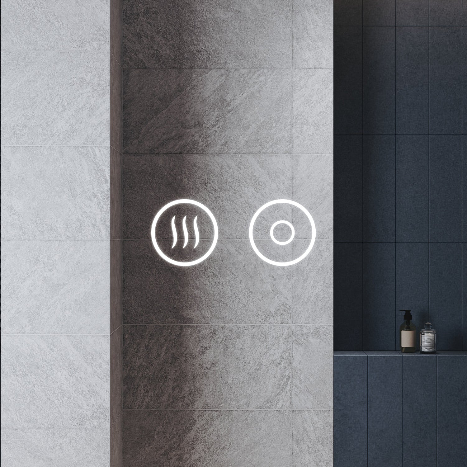 Oval LED bathroom mirror with anti-fog feature and shaver outlet, 800x500x35mm