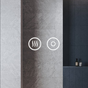 Oval LED bathroom mirror with anti-fog feature and shaver outlet, 800x500x35mm