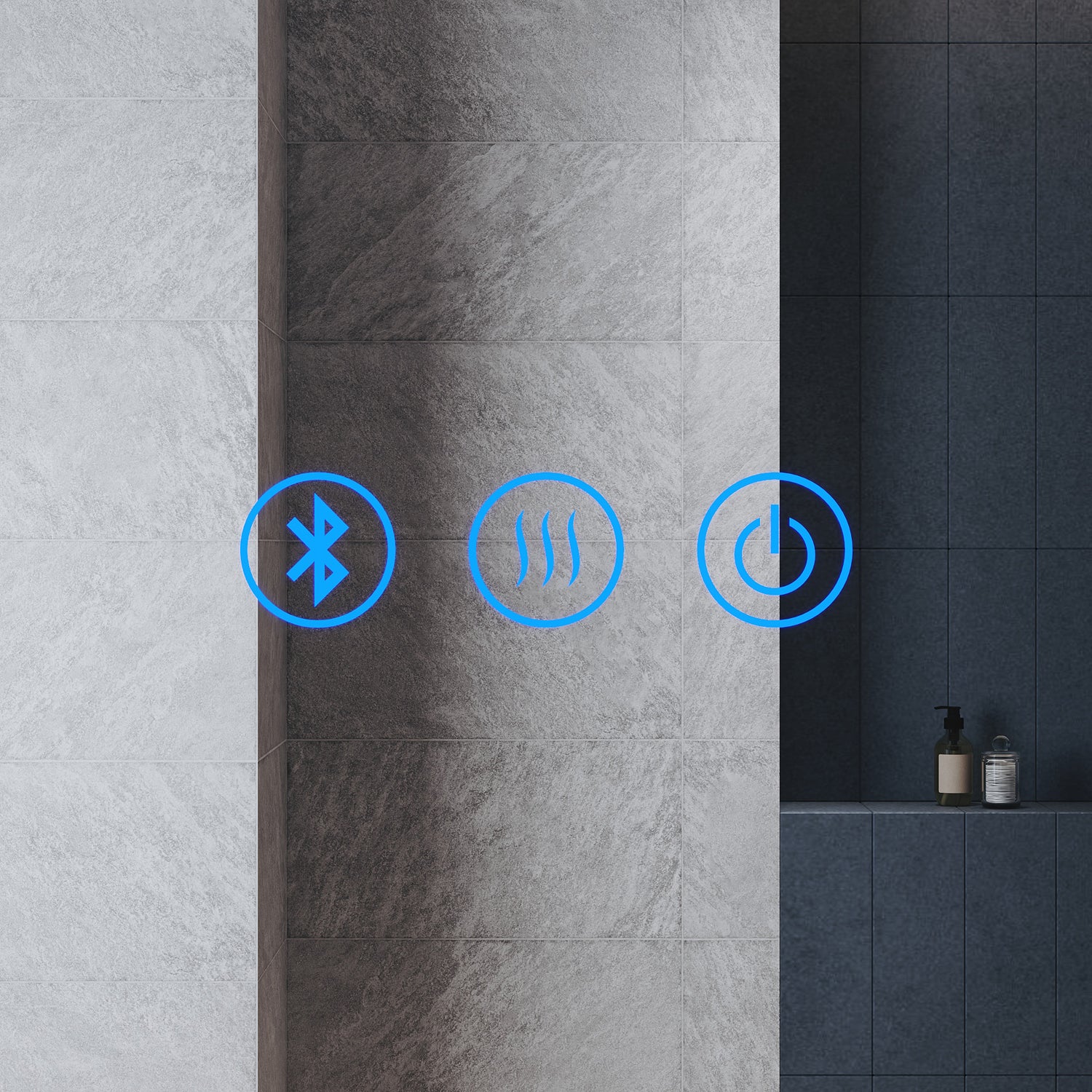 Round LED Bathroom Mirror with Touch Switch, Bluetooth, 3 Adjustable Light Colors, 600x600mm