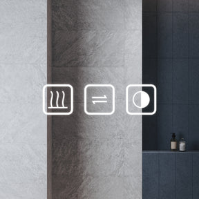 Lighted bathroom mirror with 3x magnification and wall outlet, memory function, 800x600x35mm