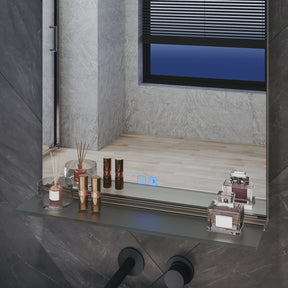 Square Bathroom Mirror with Lighting, 3 Light Colors with LED-Lit Shelf, 500x 700x35mm