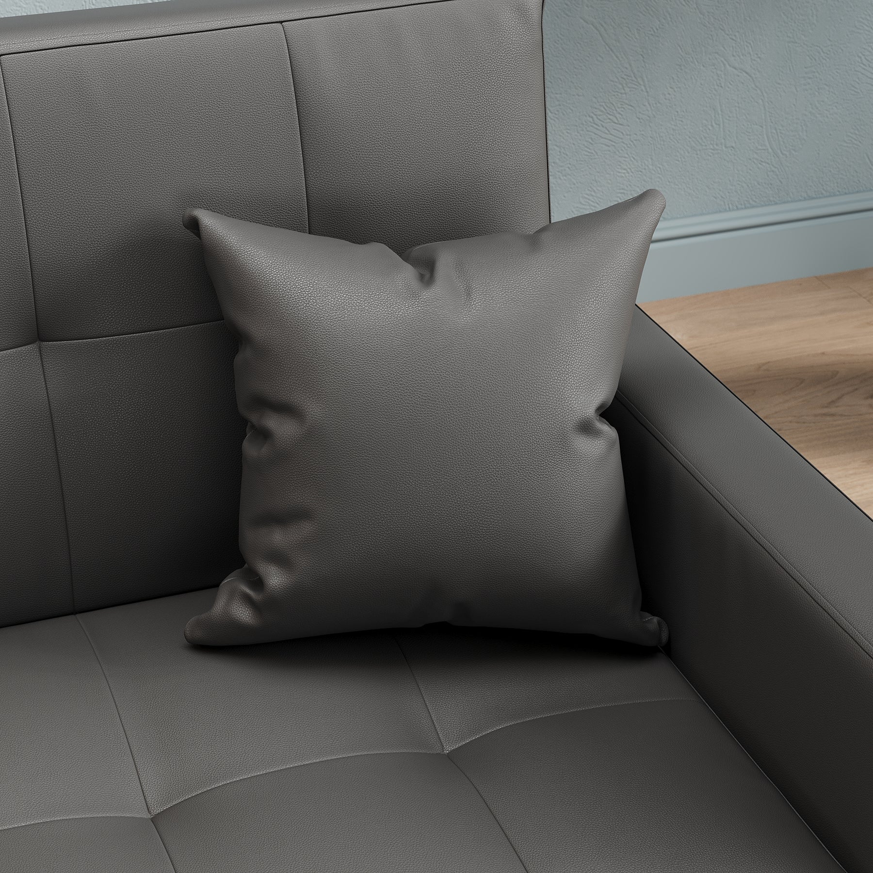 2 Seater Sofa Bed 3 in 1 with Storage, Hidden Pull-Out Bed, Adjustable Backrest and 2 Cushions, Dark Gray