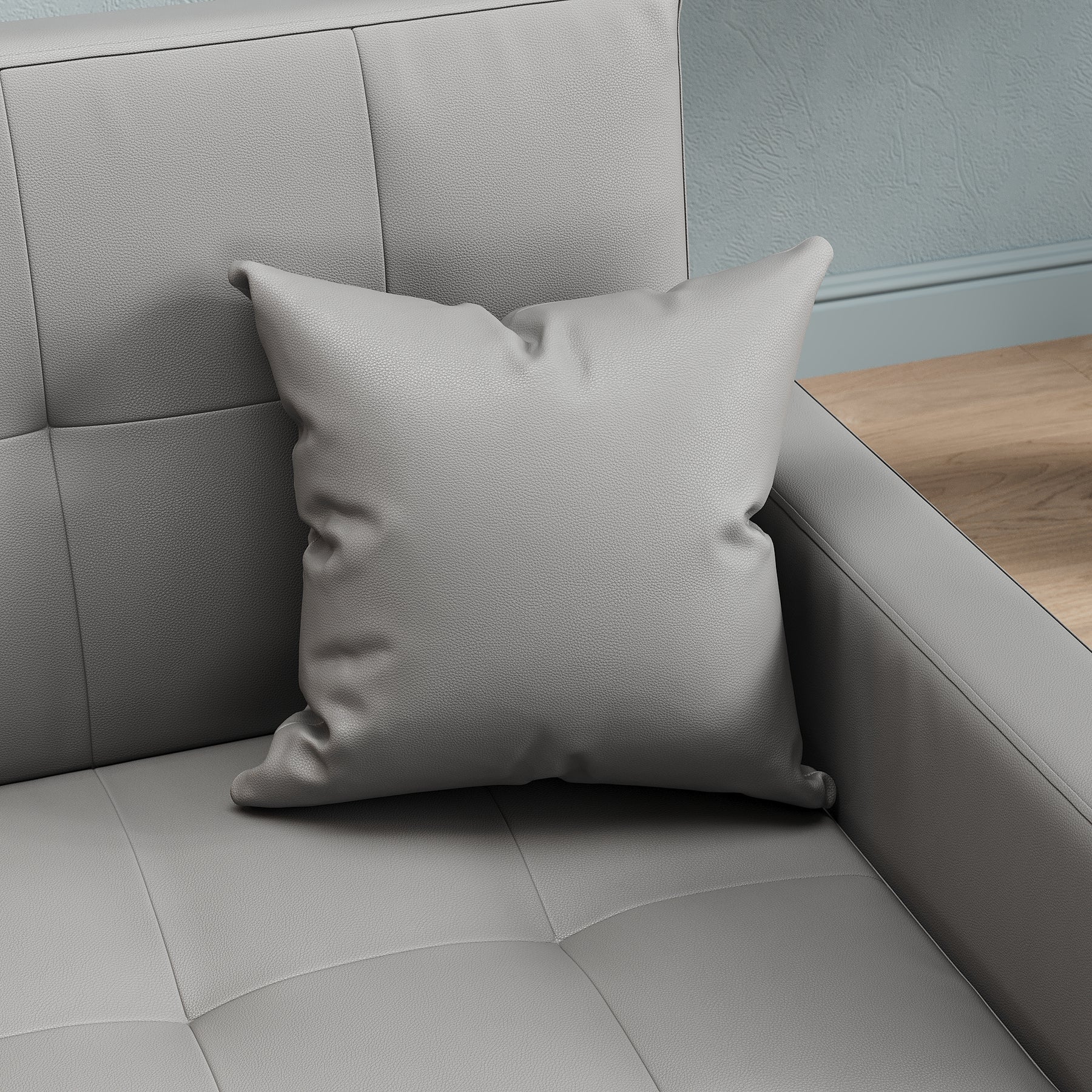 2 Seater Sofa Bed 3 in 1 with Storage, Hidden Pull-Out Bed, Adjustable Backrest and 2 Cushions, Light Gray