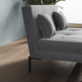 Sofa Bed with Sofa Bed Storage, 3 Fold Design, Iron Legs, 6-Level Backrest Backrest and 2 Cushions, Dark Grey