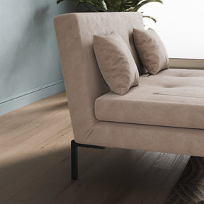 Sofa Bed with Sofa Bed Storage, 3 Fold Design, Iron Legs, 6-Level Backrest Adjustment and 2 Cushions, Khaki
