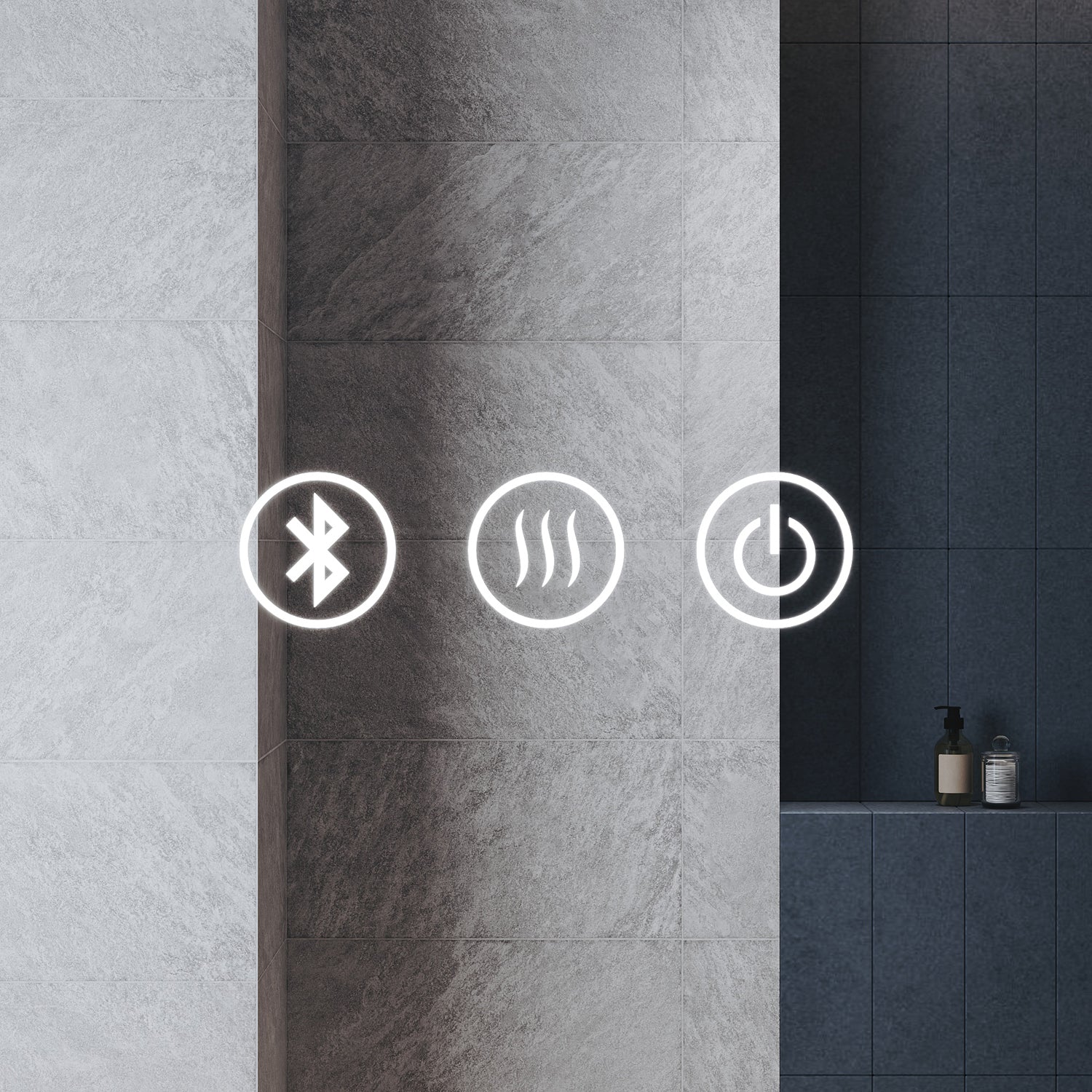 Round LED Bathroom Mirror with Touch Switch, Bluetooth, 3 Adjustable Light Colors, 600x600mm