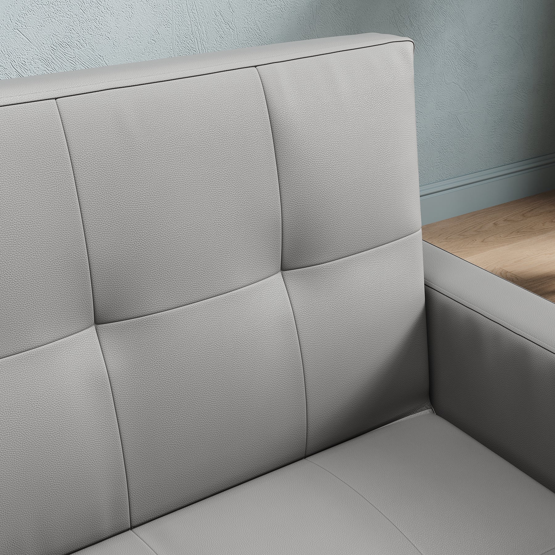 2 Seater Sofa Bed 3 in 1 with Storage, Hidden Pull-Out Bed, Adjustable Backrest and 2 Cushions, Light Gray