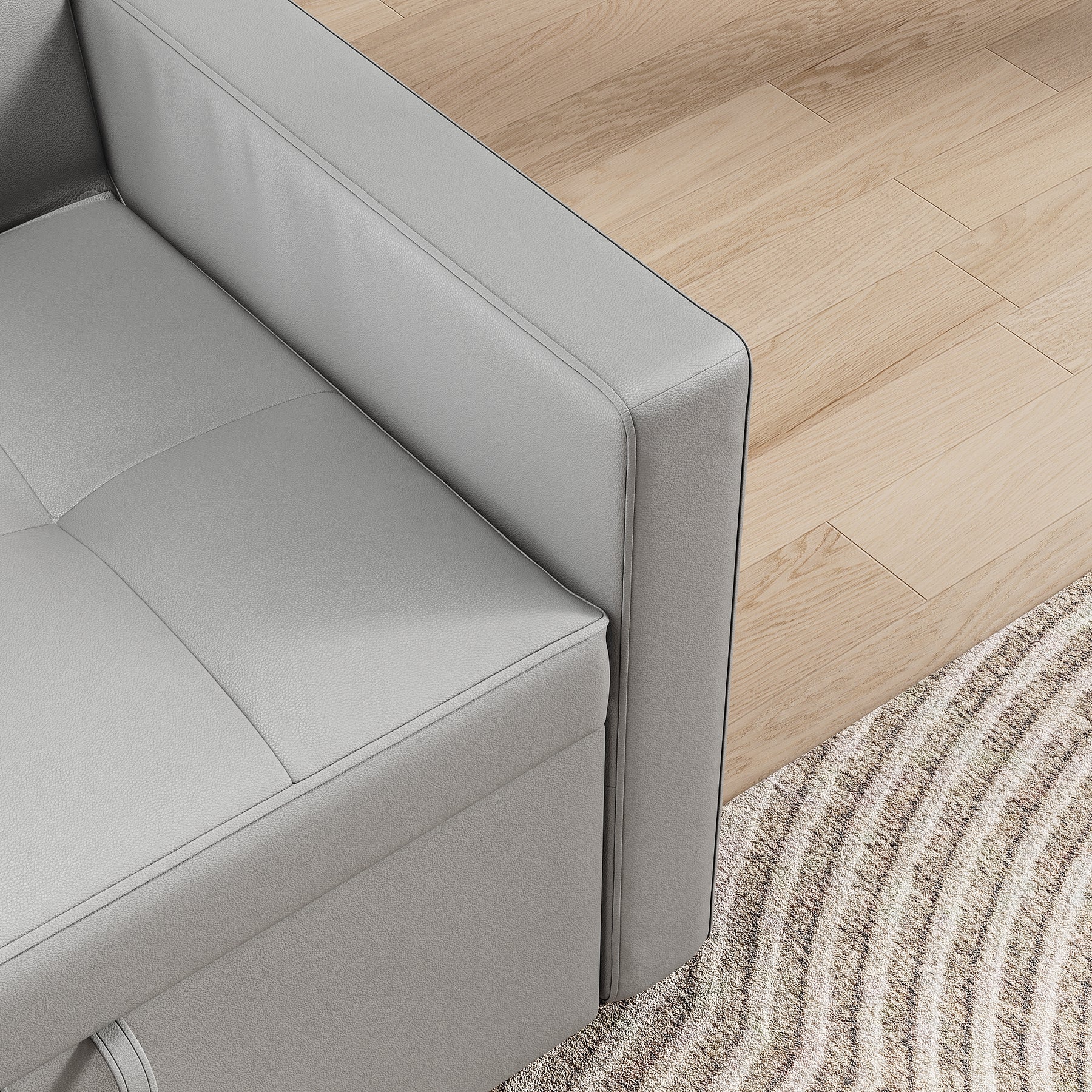 2 Seater Sofa Bed 3 in 1 with Storage, Hidden Pull-Out Bed, Adjustable Backrest and 2 Cushions, Light Gray