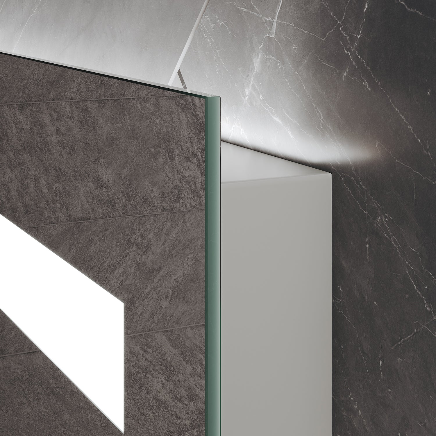 Square Bathroom Mirror with Lighting, 3 Light Colors with LED-Lit Shelf, 500x 700x35mm
