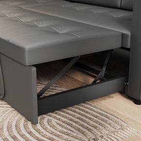 3 in 1 Corner Sofas with Pull-Out Bed, Hidden Storage and Plastic Legs, Dark Gray