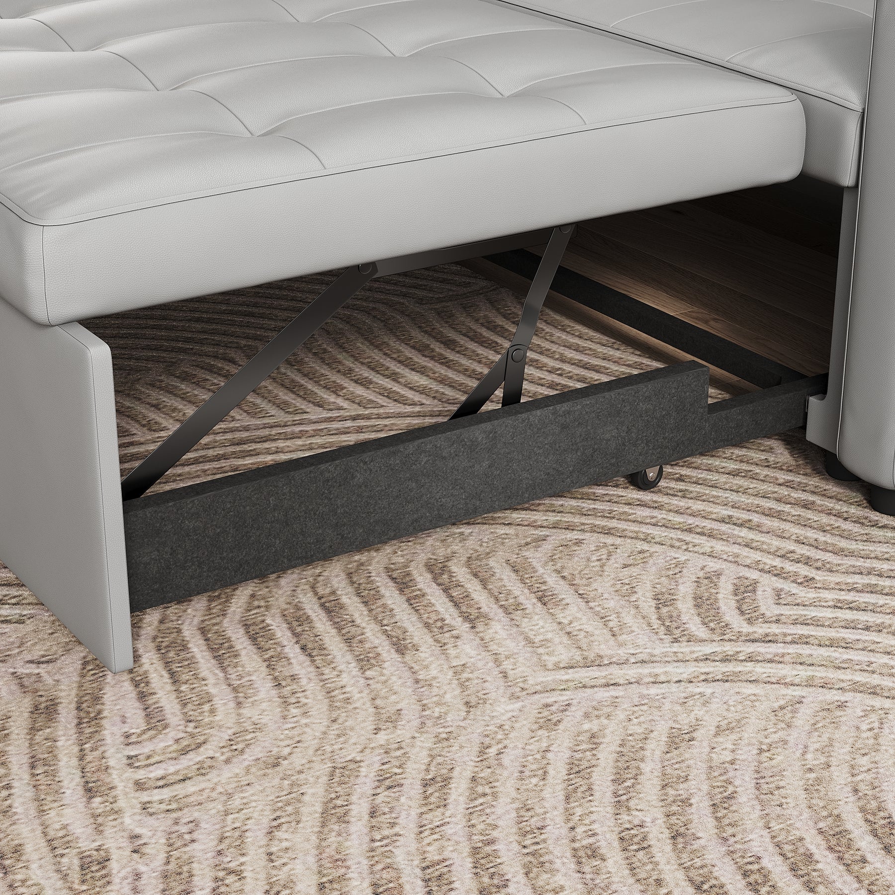 2 Seater Sofa Bed 3 in 1 with Storage, Hidden Pull-Out Bed, Adjustable Backrest and 2 Cushions, Light Gray