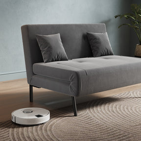 Sofa Bed with Sofa Bed Storage, 3 Fold Design, Iron Legs, 6-Level Backrest Backrest and 2 Cushions, Dark Grey