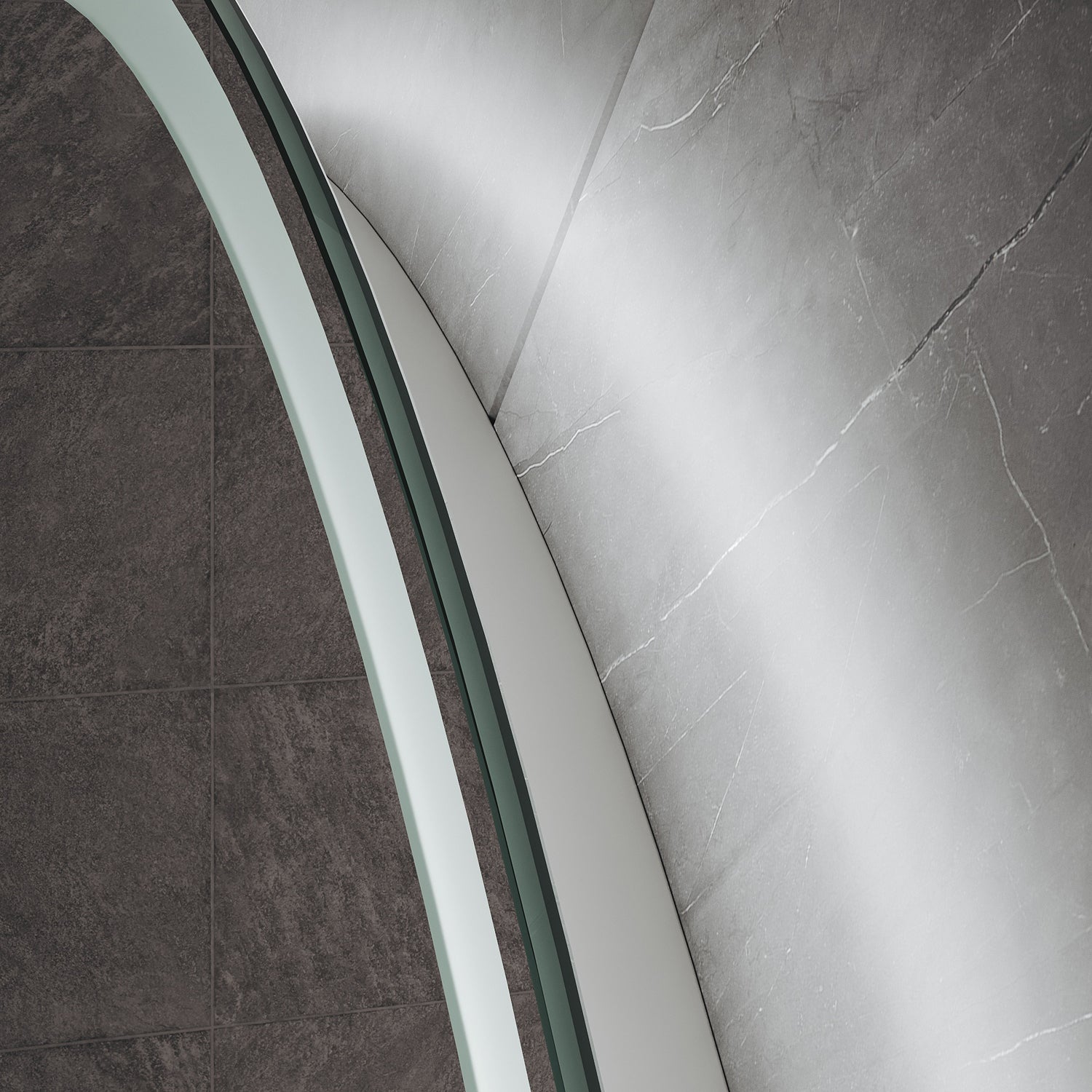 Oval LED bathroom mirror with anti-fog feature and shaver outlet, 800x500x35mm
