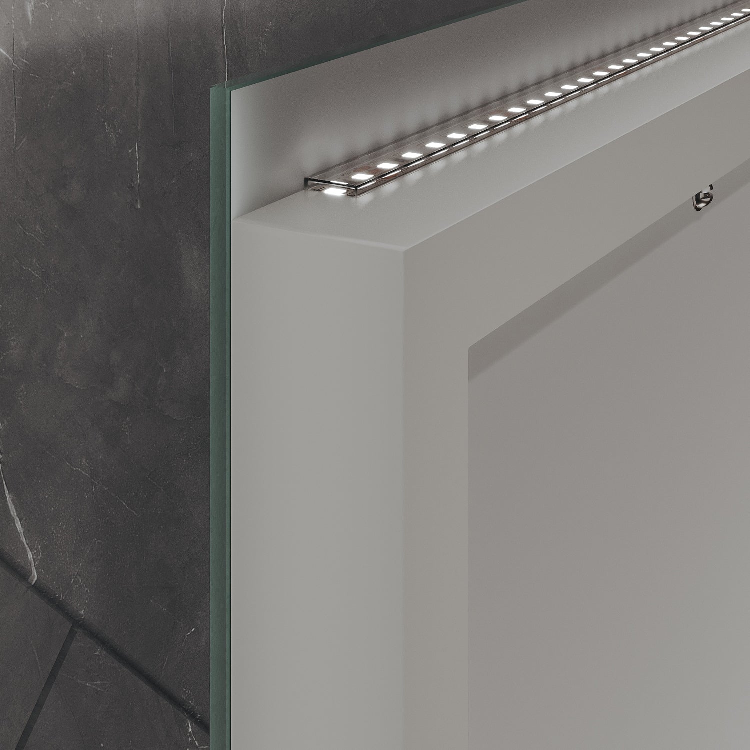 Square Bathroom Mirror with Lighting, 3 Light Colors with LED-Lit Shelf, 500x 700x35mm