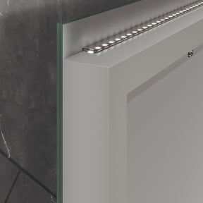 Square Bathroom Mirror with Lighting, 3 Light Colors with LED-Lit Shelf, 500x 700x35mm