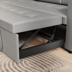 3 in 1 Corner Sofas with Pull-Out Bed, Hidden Storage and Plastic Legs, Light Gray