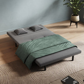 Sofa Bed with Sofa Bed Storage, 3 Fold Design, Iron Legs, 6-Level Backrest Backrest and 2 Cushions, Dark Grey