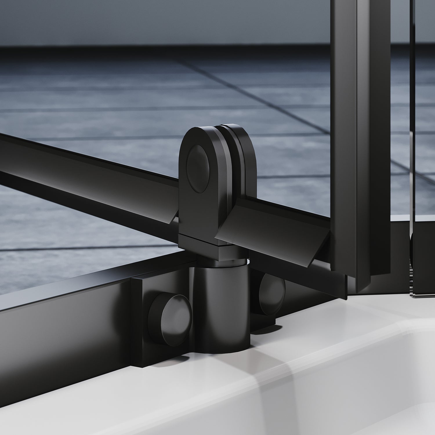 ELEGANT SHOWERS Diamond Semi Frameless Shower Screen black 90cm-100cm