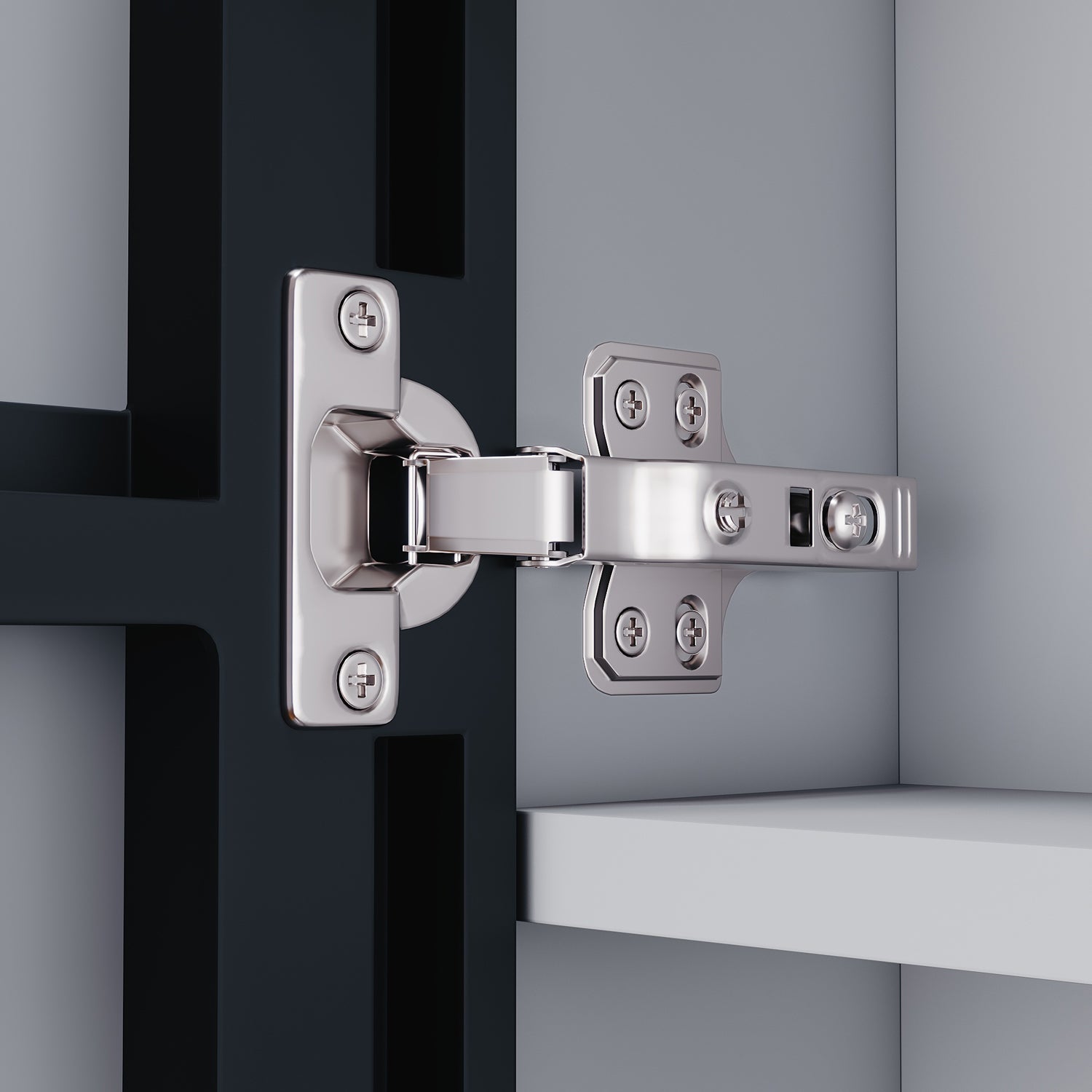 Single-door grey wooden mirror cabinet with cosmetic shelf 485x700x130mm