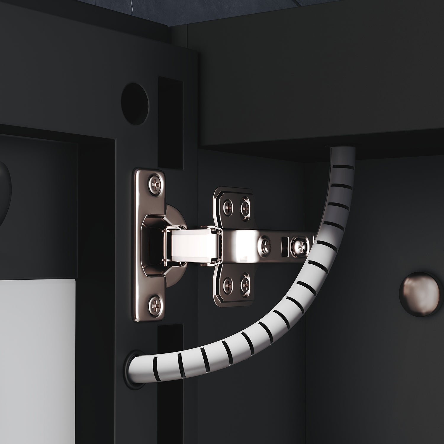 LED Bathroom Cabinet with Makeup Storage Shelf, color Hemp Black , 485x700x130mm