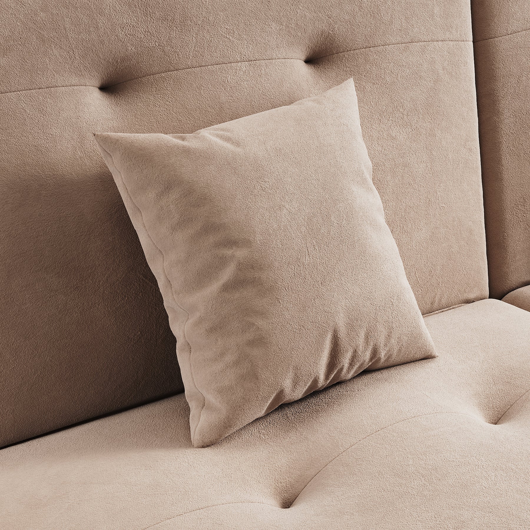 Sofa Bed 2 Seater with Sofa Bed Storage, Double Fold Design, Iron Legs, Adjustable Backrest and 2 Cushions, Khaki
