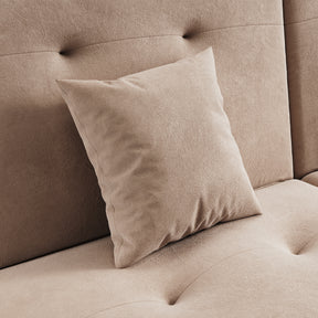 Sofa Bed 2 Seater with Sofa Bed Storage, Double Fold Design, Iron Legs, Adjustable Backrest and 2 Cushions, Khaki