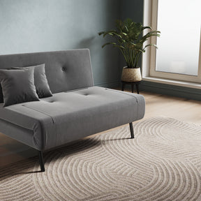 Sofa Bed with Sofa Bed Storage, 3 Fold Design, Iron Legs, 6-Level Backrest Backrest and 2 Cushions, Dark Grey