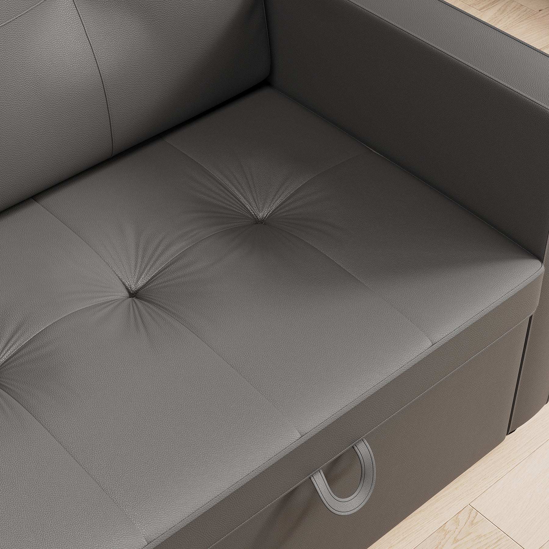 3 in 1 Corner Sofas with Pull-Out Bed, Hidden Storage and Plastic Legs, Dark Gray
