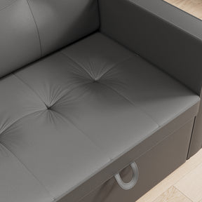 3 in 1 Corner Sofas with Pull-Out Bed, Hidden Storage and Plastic Legs, Dark Gray