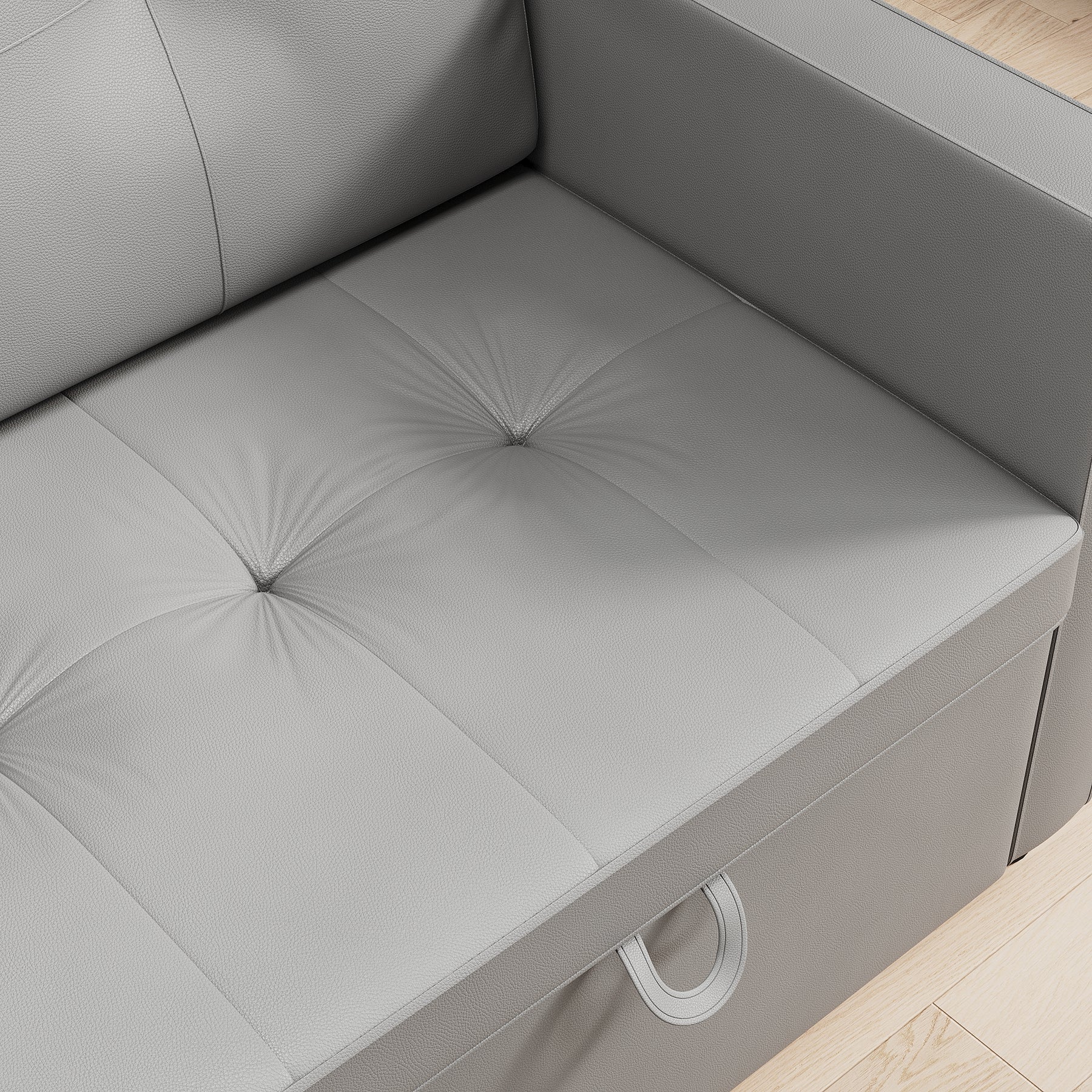 3 in 1 Corner Sofas with Pull-Out Bed, Hidden Storage and Plastic Legs, Light Gray