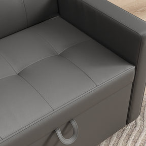 2 Seater Sofa Bed 3 in 1 with Storage, Hidden Pull-Out Bed, Adjustable Backrest and 2 Cushions, Dark Gray