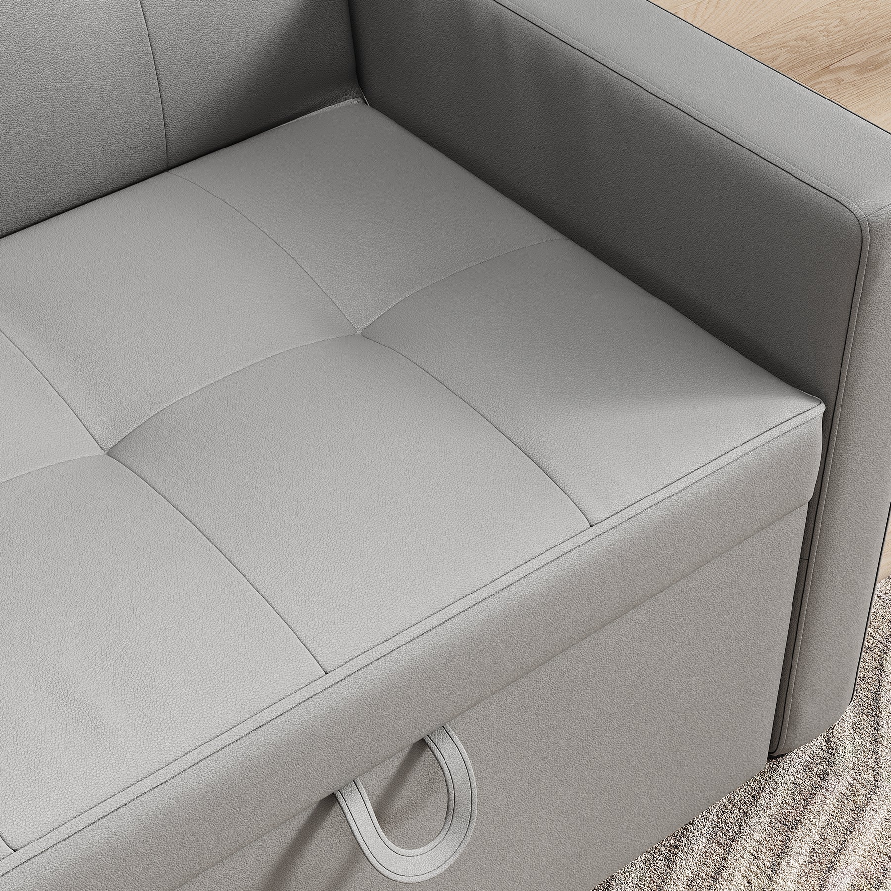 2 Seater Sofa Bed 3 in 1 with Storage, Hidden Pull-Out Bed, Adjustable Backrest and 2 Cushions, Light Gray